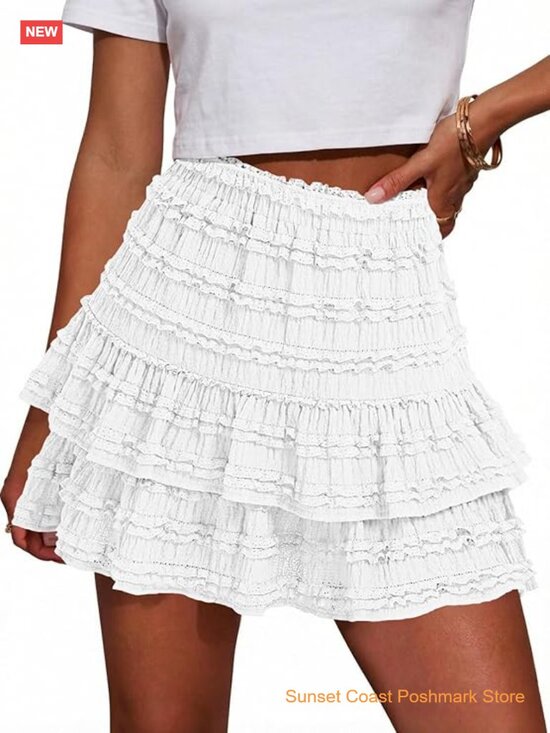 Dresses & Skirts - High Waist Tiered Ruffle Flowy Mini Skort